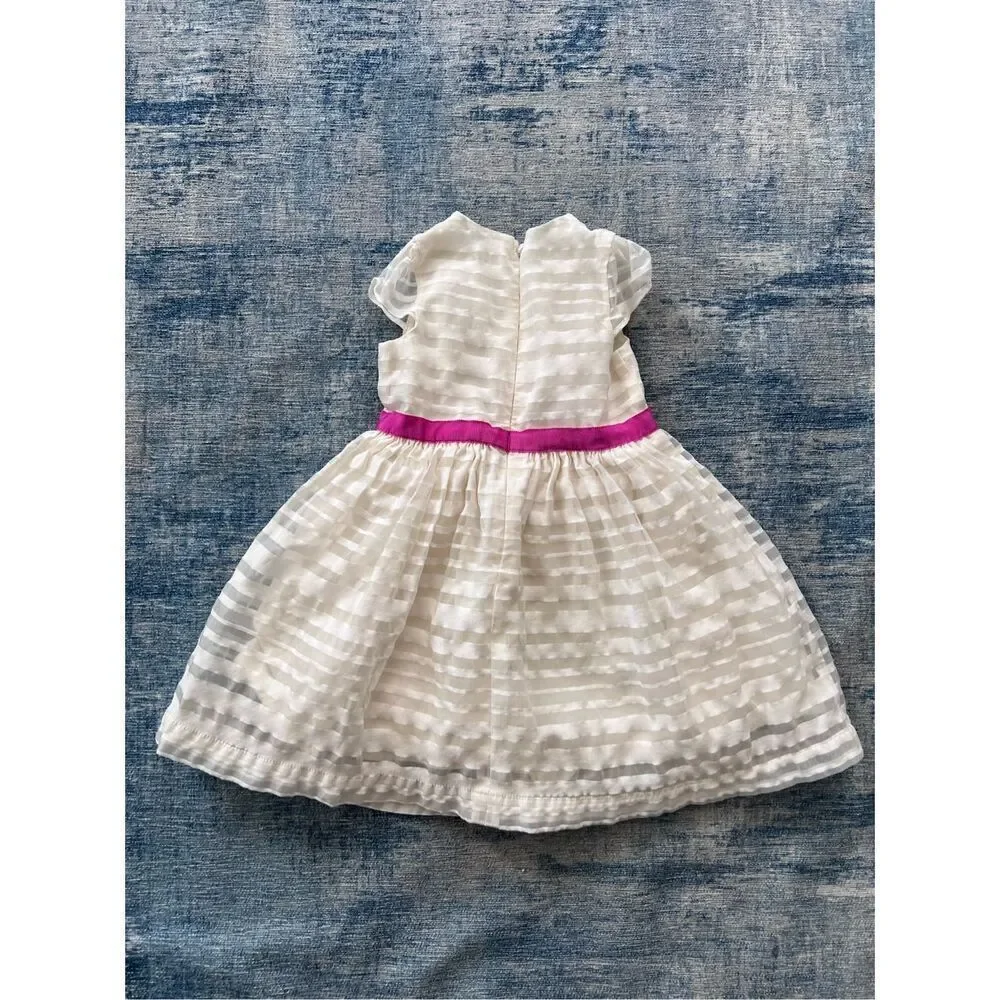 Osh Kosh B'gosh Off White Pink Stripe Zip Back Dress 2T